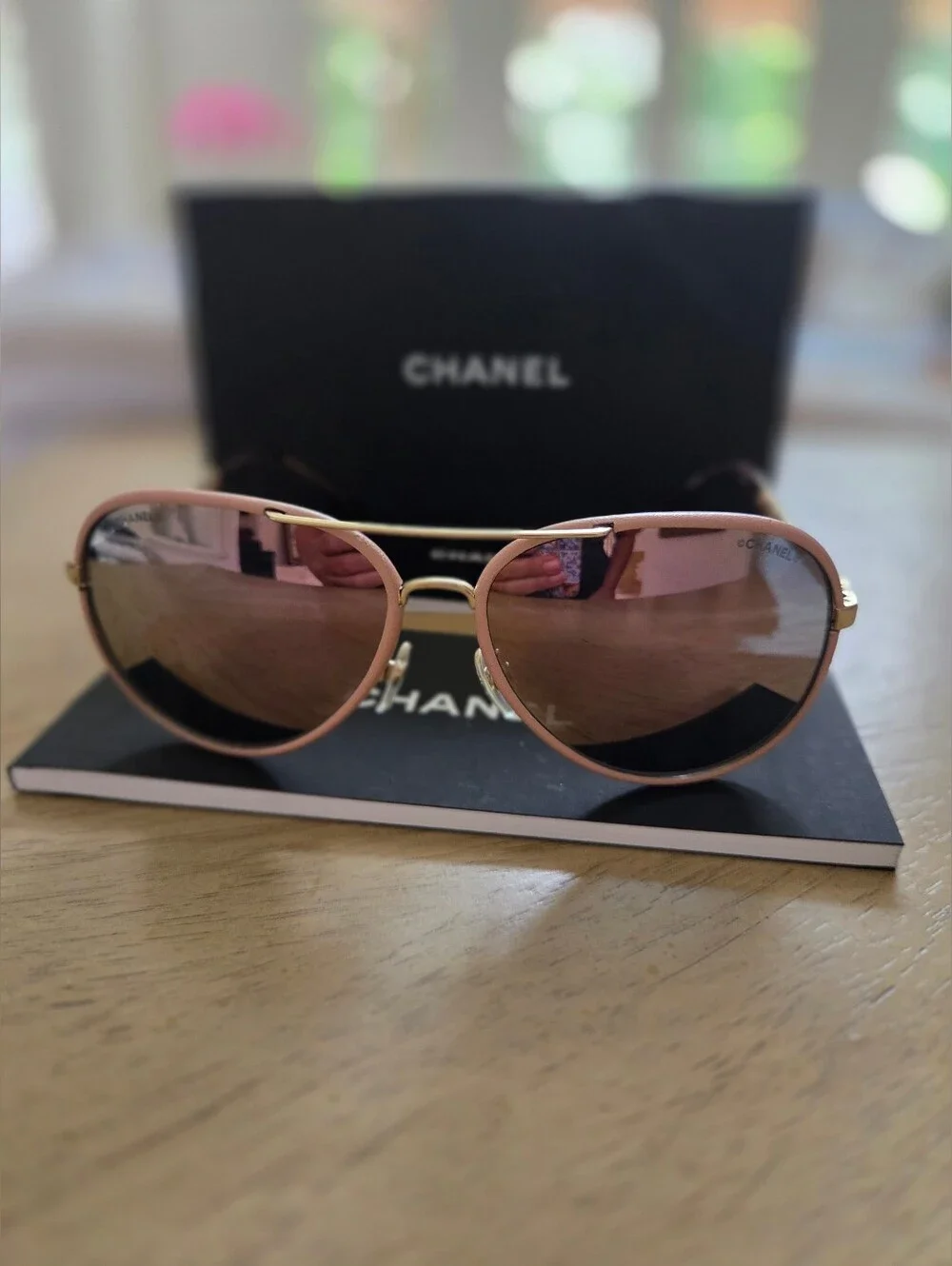 CHANEL 4219-Q Pink and Gold Aviator Sunglasses Box/Booklet
